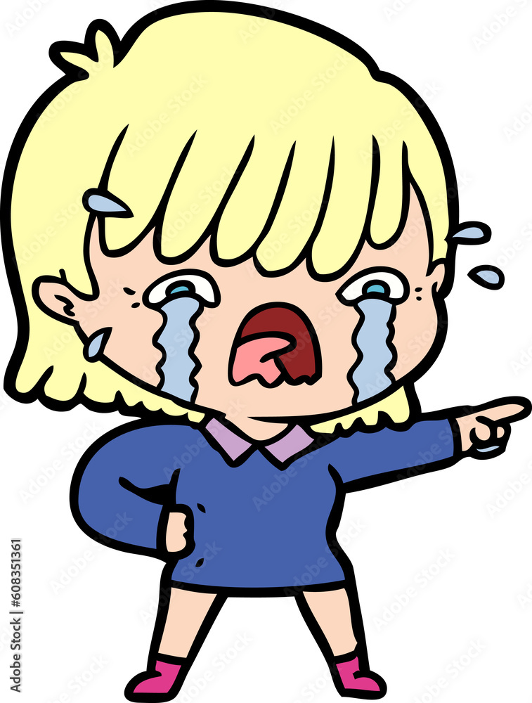 cartoon girl crying