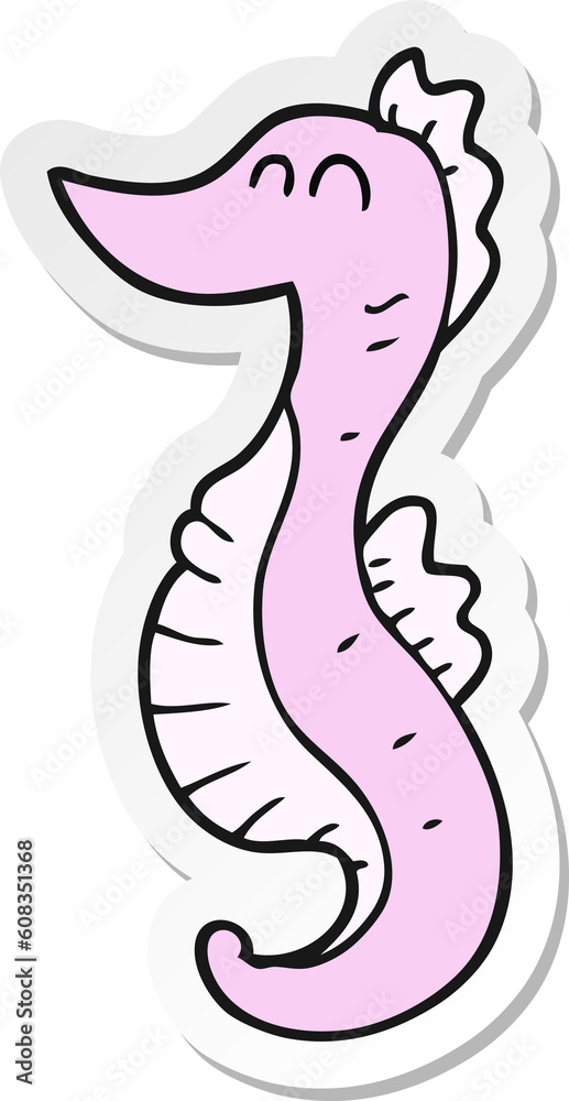 sticker of a cartoon seahorse sticker of a cartoon seahorse