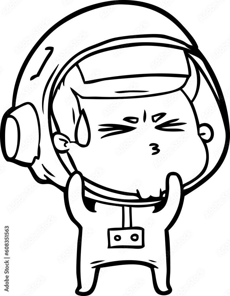 Obraz premium cartoon stressed astronaut
