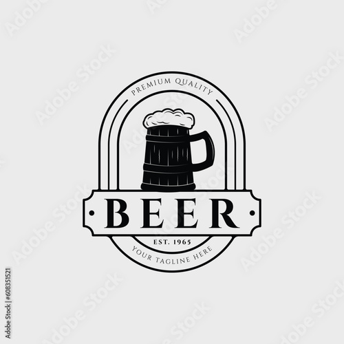 brewery drink logo or beer mug symbol vector illustration design