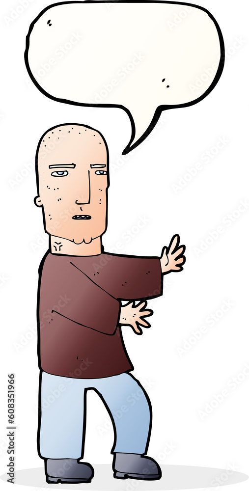 cartoon tough man  with speech bubble