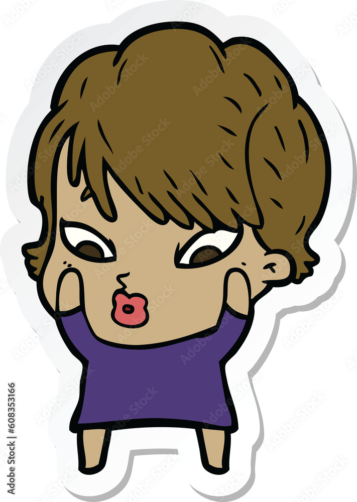 sticker of a cartoon woman sticker of a cartoon woman