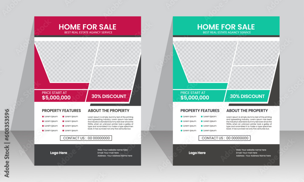 Modern Real Estate Business Corporate Flyer Brochure Cover Template Design With Two Color Variation Modern Real Estate Business Corporate Flyer Brochure Cover Template Design With Two Color Variation