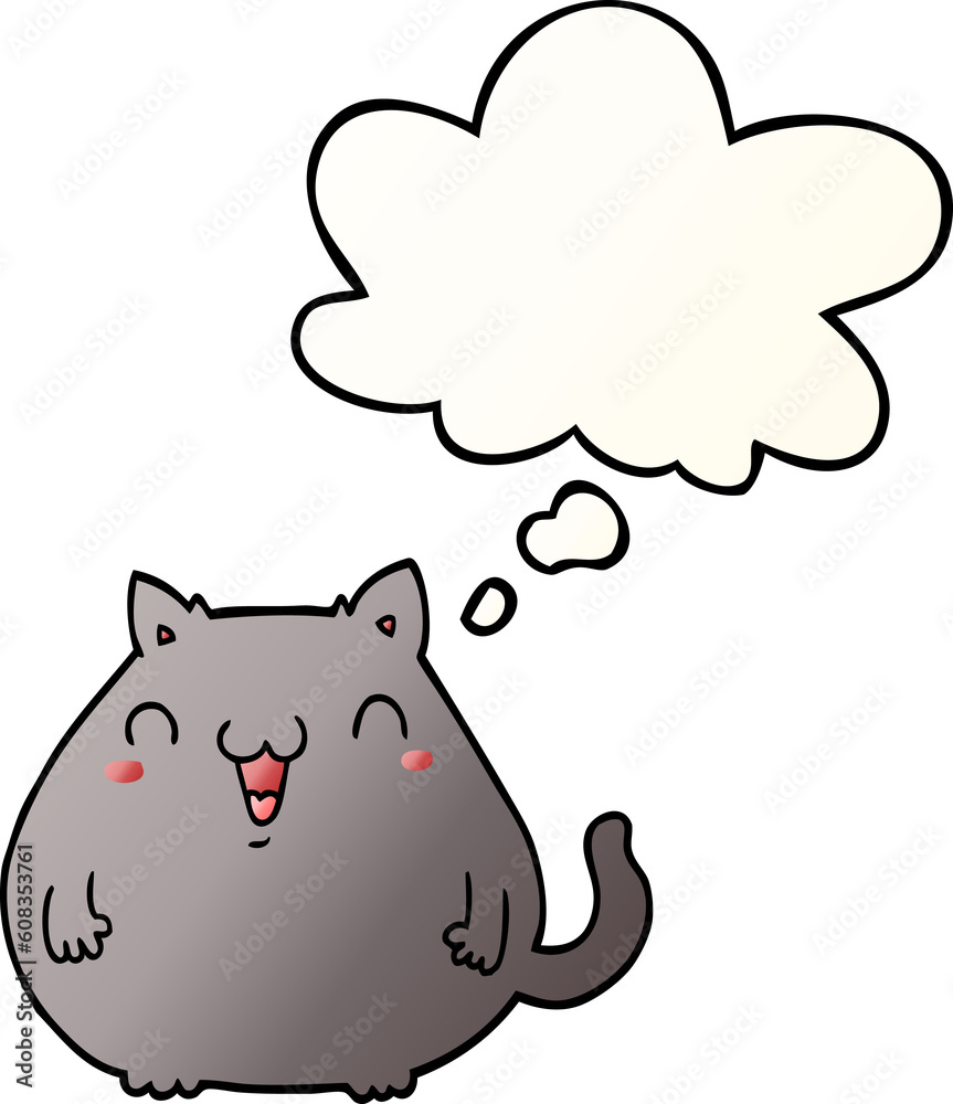 cartoon cat with thought bubble in smooth gradient style cartoon cat with thought bubble in smooth gradient style
