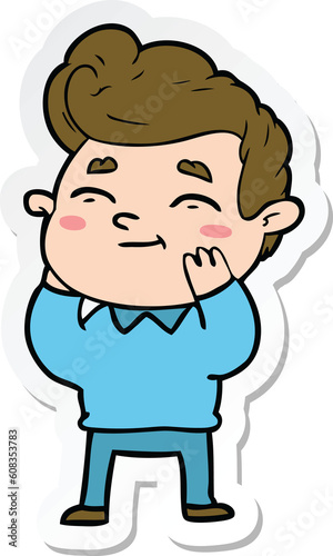 sticker of a happy cartoon man