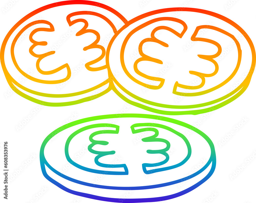 rainbow gradient line drawing of a sliced tomatoes cartoon rainbow gradient line drawing of a sliced tomatoes cartoon
