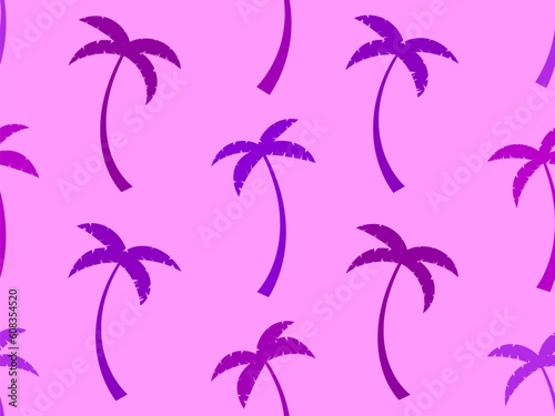 Palm trees on a pink background seamless pattern. Summer background with tropical trees. Design for wallpaper, banners and promotional items. Vector illustration