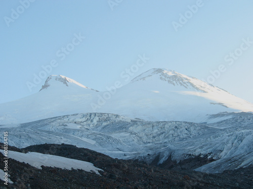 peaks of mount Elbrus. view from the North