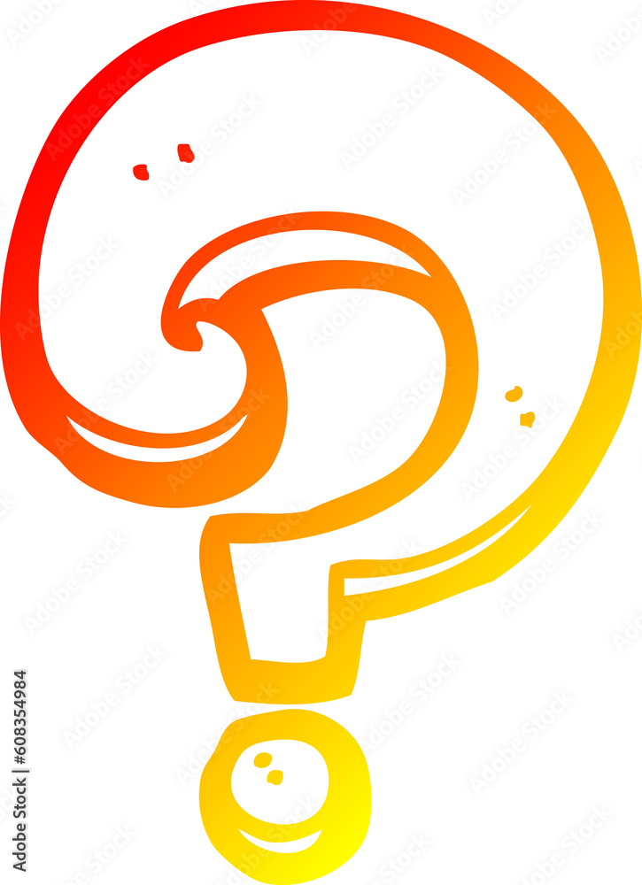 warm gradient line drawing of a cartoon question mark warm gradient line drawing of a cartoon question mark
