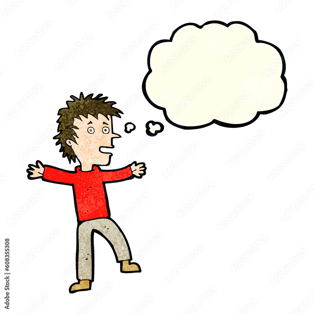 cartoon happy man with thought bubble cartoon happy man with thought bubble