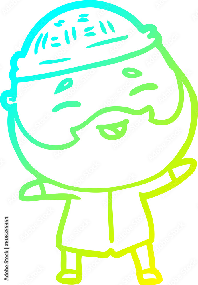 cold gradient line drawing of a cartoon happy bearded man cold gradient line drawing of a cartoon happy bearded man