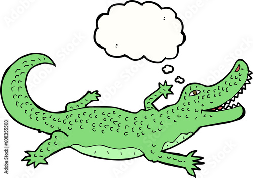 cartoon crocodile with thought bubble