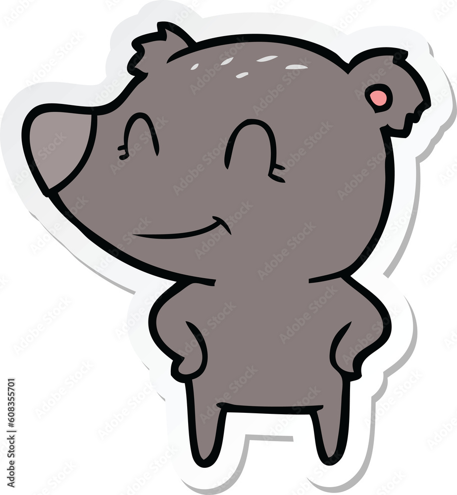sticker of a friendly bear with hands on hips sticker of a friendly bear with hands on hips
