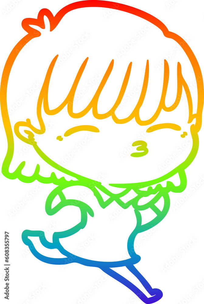 rainbow gradient line drawing of a cartoon woman rainbow gradient line drawing of a cartoon woman
