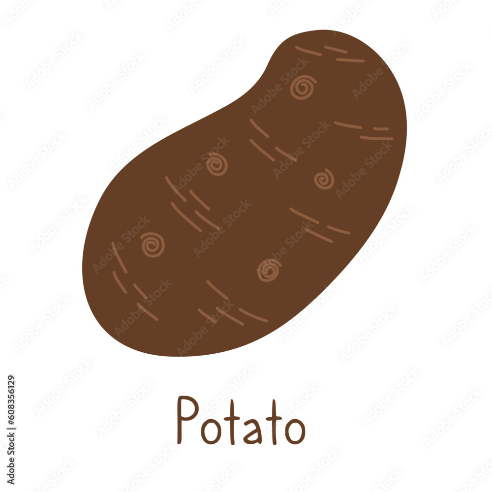 Potato isolated simple illustration on a white background. Hand drawn cute poster and card design