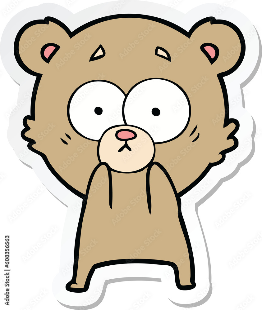 sticker of a anxious bear cartoon sticker of a anxious bear cartoon