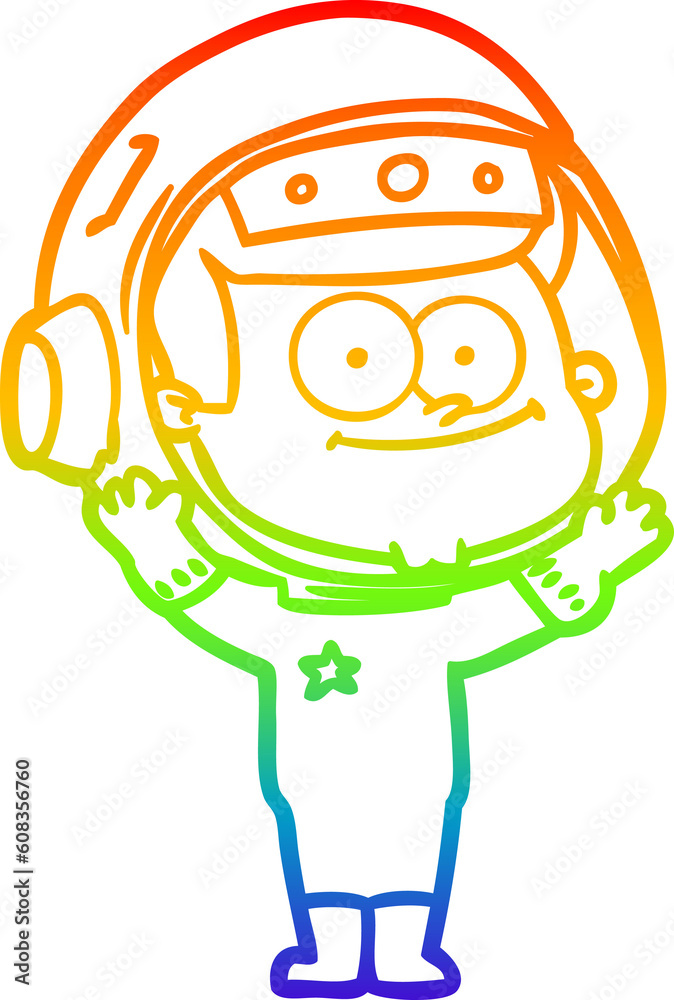 rainbow gradient line drawing of a happy astronaut cartoon rainbow gradient line drawing of a happy astronaut cartoon