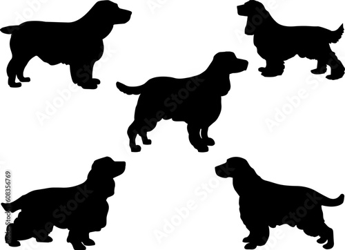 Set of Cocker Spaniel Silhouette