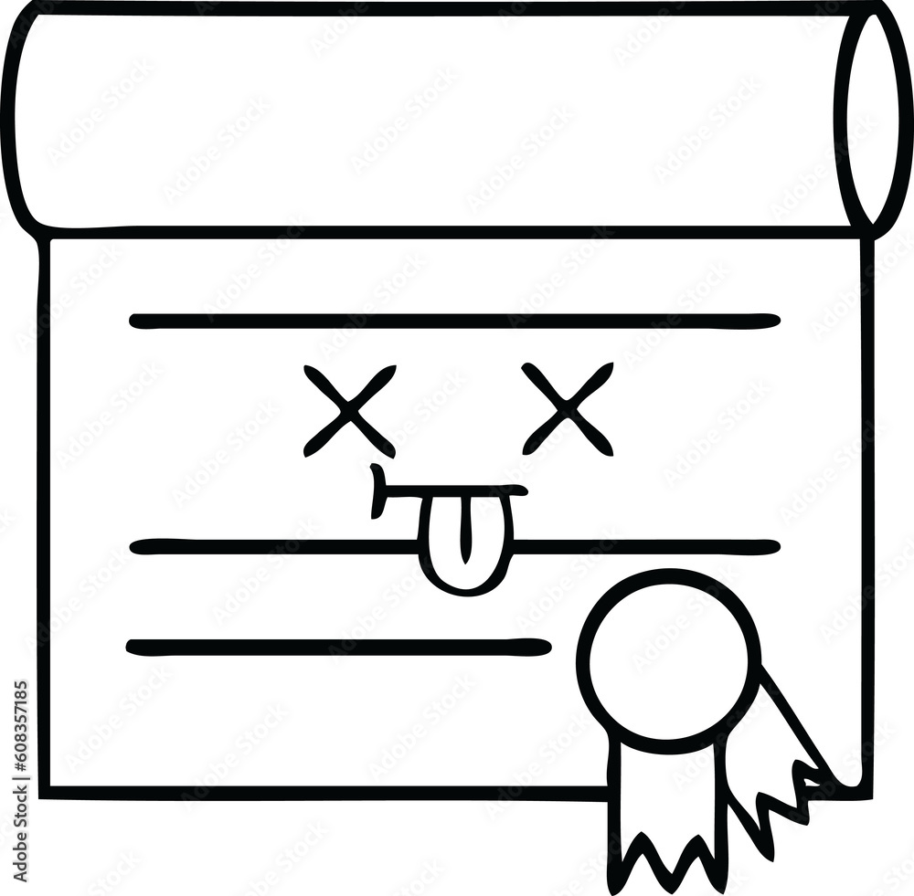 line drawing cartoon of a certificate line drawing cartoon of a certificate