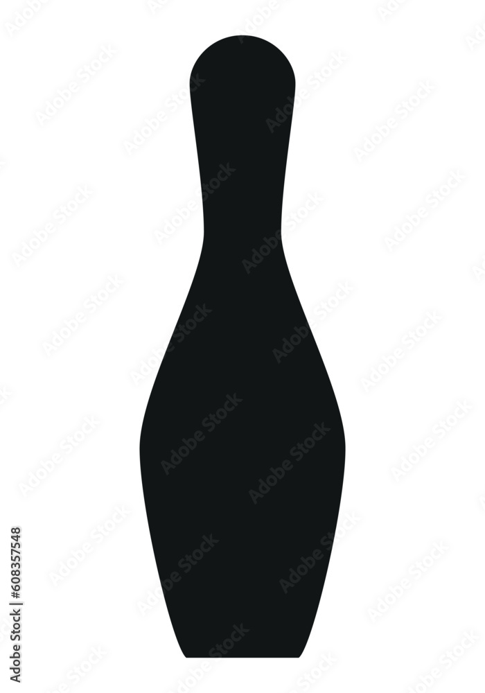 Bowling pin black and white vector silhouette illustration, white