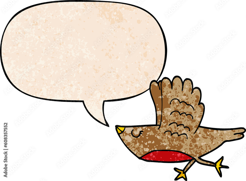 cartoon bird with speech bubble in retro texture style cartoon bird with speech bubble in retro texture style