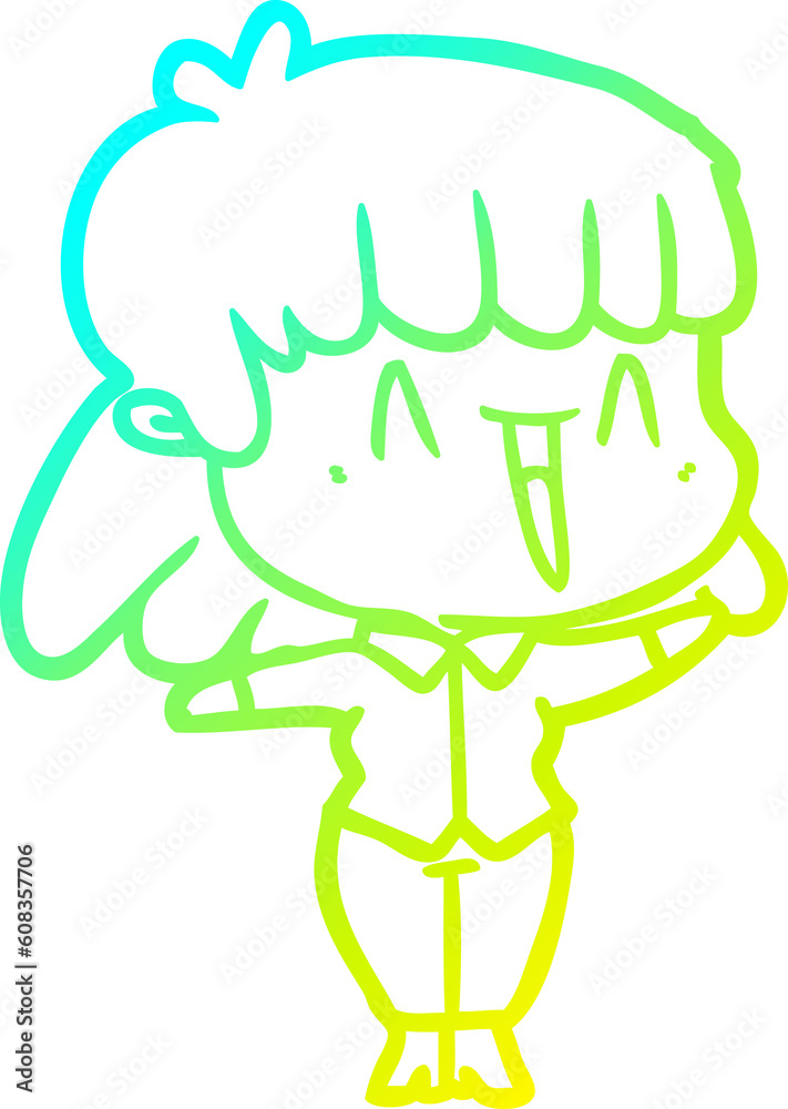 cold gradient line drawing of a cartoon woman cold gradient line drawing of a cartoon woman