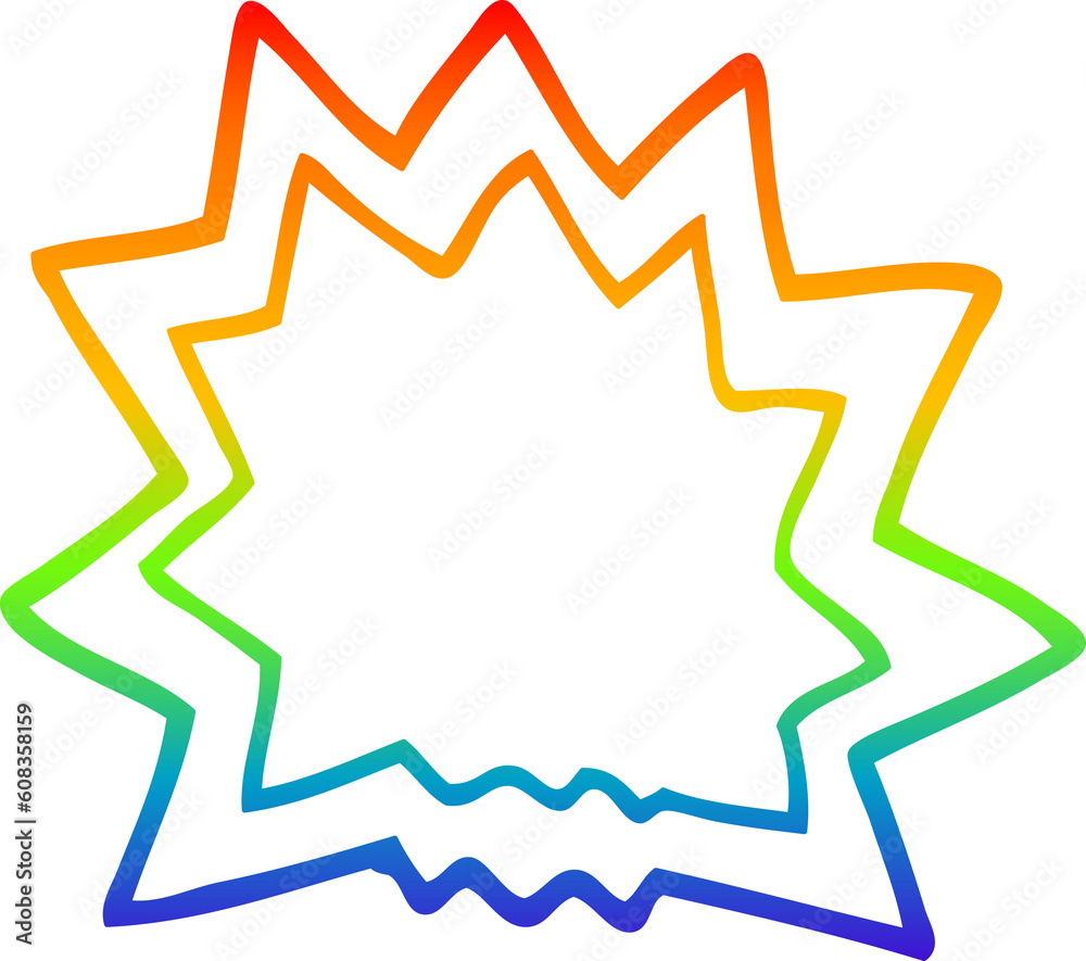 rainbow gradient line drawing of a cartoon explosion rainbow gradient line drawing of a cartoon explosion