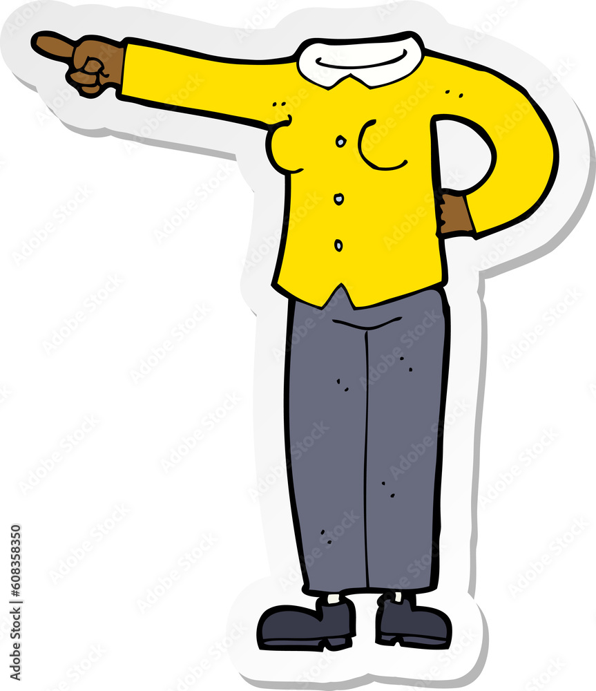 sticker of a cartoon pointing body sticker of a cartoon pointing body