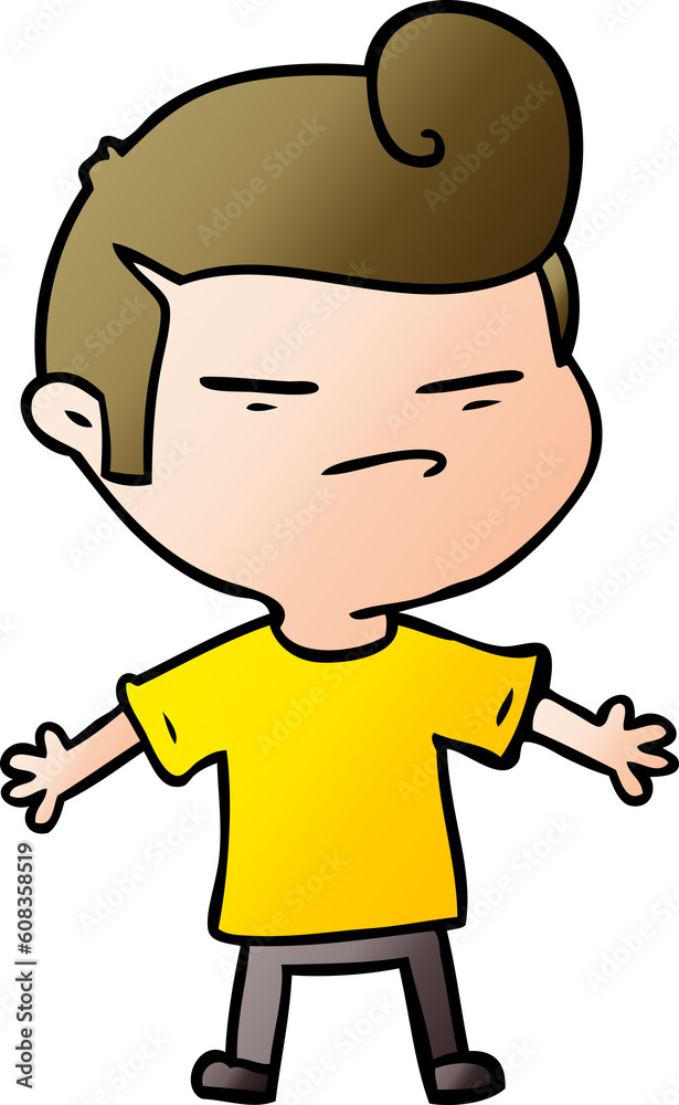 cartoon cool guy with fashion hair cut cartoon cool guy with fashion hair cut