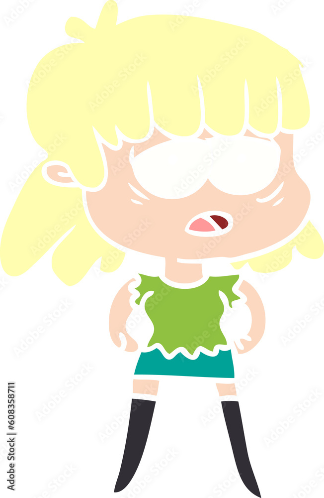 flat color style cartoon tired woman flat color style cartoon tired woman
