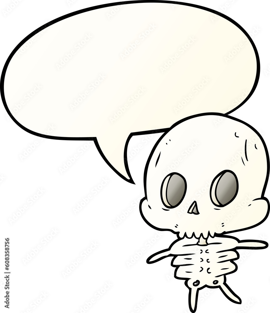 cute cartoon skeleton with speech bubble in smooth gradient style cute cartoon skeleton with speech bubble in smooth gradient style