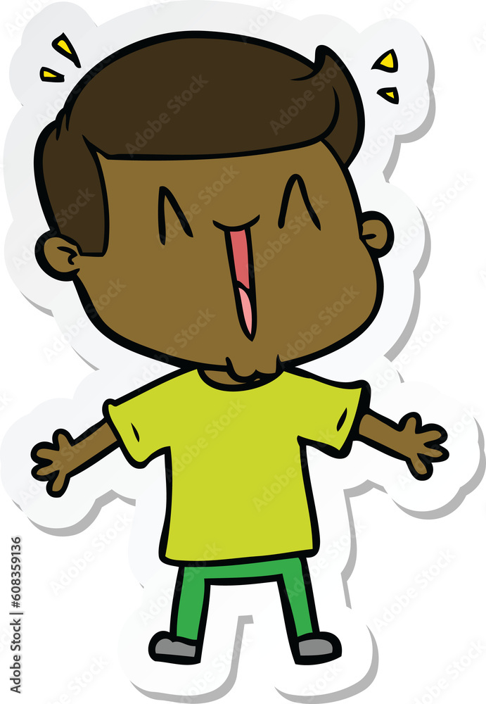 sticker of a cartoon excited man sticker of a cartoon excited man
