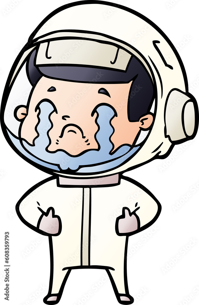 cartoon crying astronaut