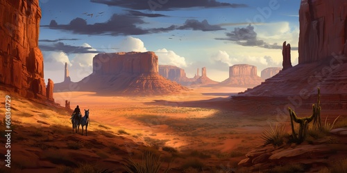 Mountain desert texas background landscape. Wild west western adventure explore inspirational vibe. Graphic style.