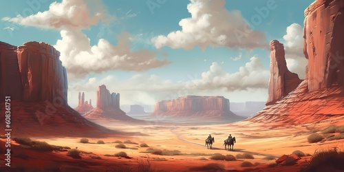 Mountain desert texas background landscape. Wild west western adventure explore inspirational vibe. Graphic style. photo
