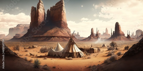 Mountain desert texas background landscape. Wild west western adventure explore inspirational vibe. Graphic style.