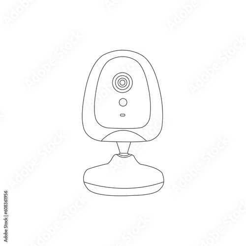 Surveillance cameras cc tv linear icons vector image. Security camera vector image