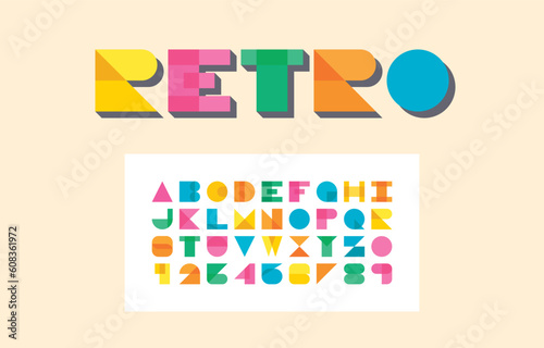 Retro typeface alphabet typeface and number letter a-z in capital