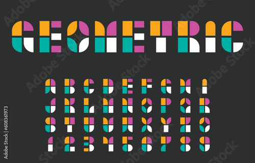 Bauhaus alphabet stylized vector, geometric typeface flat design