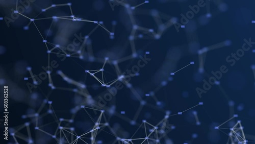 Network connection data monitor structure. Digital background with dots and lines. Big data visualization. 3D Animation seamless technology loop