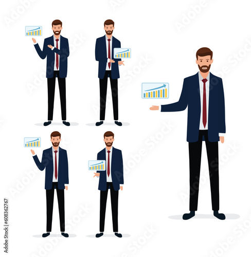 set of office workers conducting presentations in various styles. People character vector design