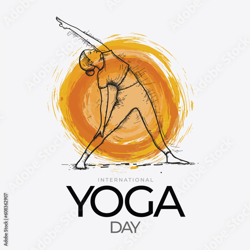 international yoga day. yoga body posture. Woman practicing yoga. vector illustration design