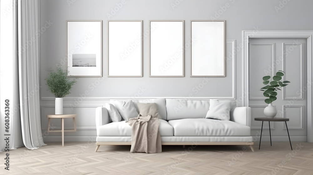Minimalist Interior of modern living room 3D rendering, generative ai Minimalist Interior of modern living room 3D rendering, generative ai