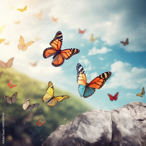butterfly on a flower. Generated AI © Цветомир Ангелов