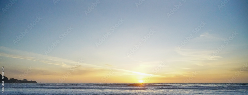 Wide shot of the sunset in Pacifica, California