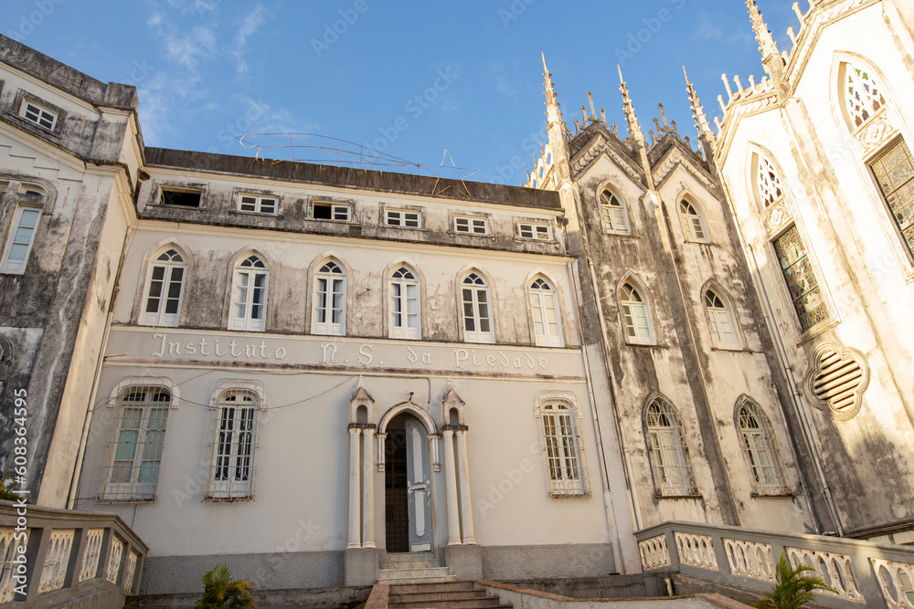 Detalhes arquitetônicos do antigo Convento Nossa Senhora da Piedade, em Ilhéus, Bahia, Brasil, no ano de 2016. 