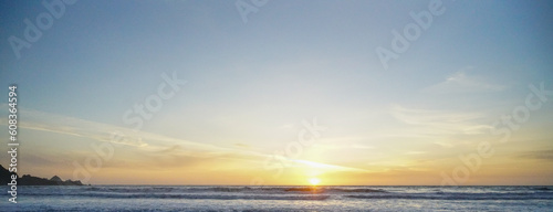 Wide shot of the sunset in Pacifica  California