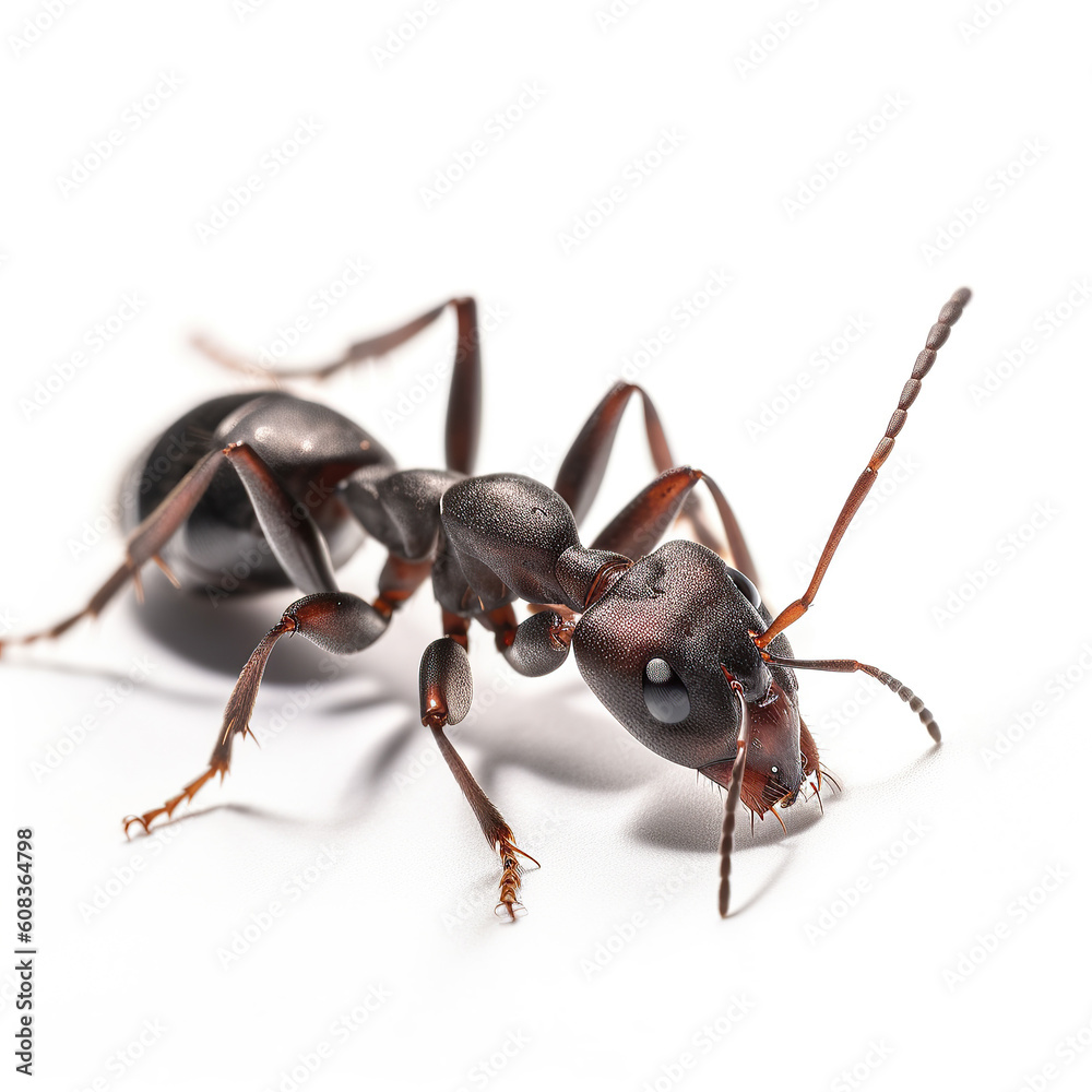 ai generated Illustration of close up of ant against white background ai generated Illustration of close up of ant against white background