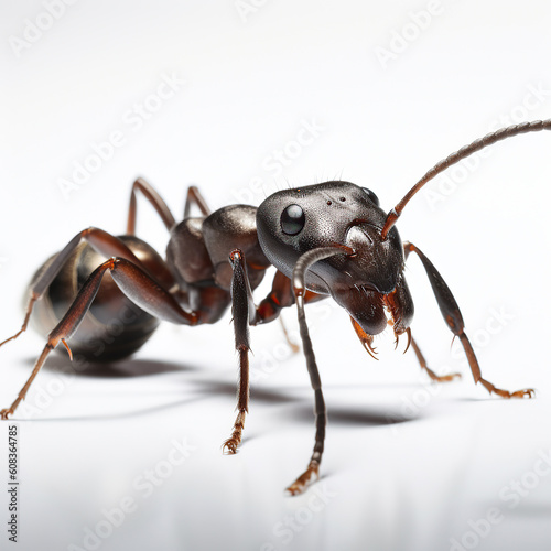 ai generated Illustration of close up of ant against white background
