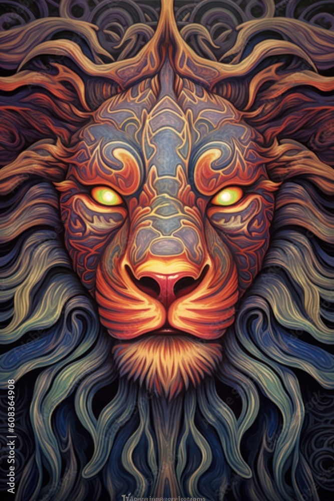White Lion Yellow Eyes God Abstract Art made with Generative AI